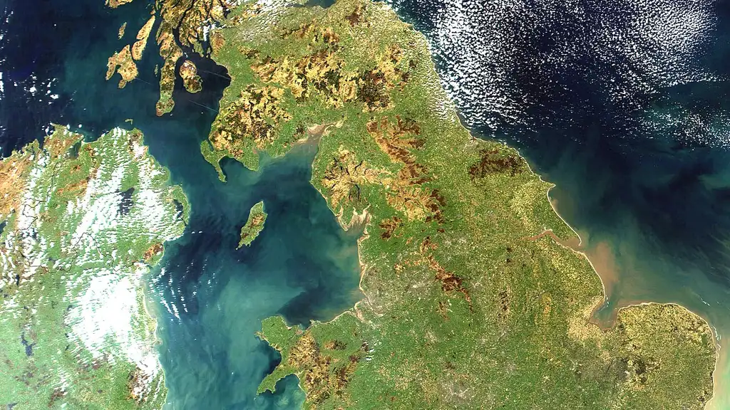 Britain's Naval Shield Shaken: The Dark Side of Globalized Military Hardware - Satellite image of Great Britain and Northern Ireland in April 2002