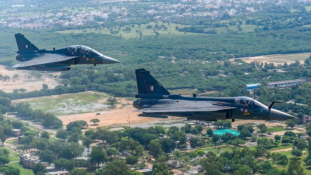India's Tejas Mk2 Breaks New Ground with Modular Fighter Design - HAL Tejas (LA-5022) and Tejas twin seat (LT-5201) during Ex.Tarangshakti24